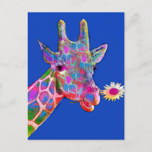Fun Giraffe Sonnenblumenfarben Postkarte