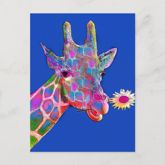 Fun Giraffe Sonnenblumenfarben Postkarte (Vorderseite)