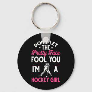 Fun Girl Hockey Geschenk für Frauen Kinder Eishock Schlüsselanhänger