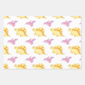 Fun Girl Party Dinosaur Dots Lines Niedlich Kinder Geschenkpapier Set (Vorderseite)