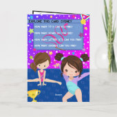 Fun Girls Gymnastik Färben Seite Glückwunsch Gebur Karte (Rückseite)
