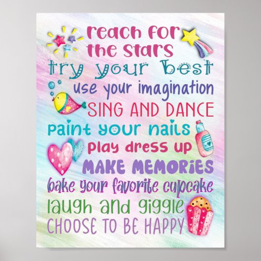 Fun Girl's Motivierend Quotes Poster - 8x10 (Vorne)