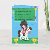 Fun Girls Reittiere Färbungsseite Geburtstag Karte (Rückseite)