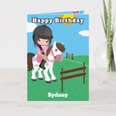 Fun Girls Reittiere Färbungsseite Geburtstag Karte (Vorderseite)