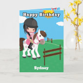 Fun Girls Reittiere Färbungsseite Geburtstag Karte (Gelbe Blume)