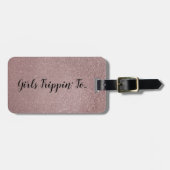 Fun Girls Trippin' to...Your Destination Rose Gold Gepäckanhänger (Vorderseite horizontal)
