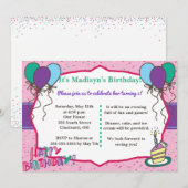 Fun Girly Birthday Einladung (Vorne/Hinten)