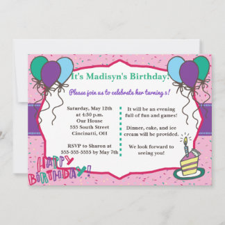 Fun Girly Birthday Einladung