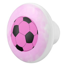 Fun Girly Bright Pink Black Soccer Ball Keramikknauf