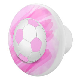 Fun Girly Bright Pink Black Soccer Ball Keramikknauf