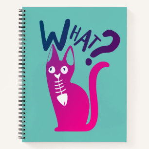 Fun Girly Cat Joke Magenta Gradient Aqua Notizblock