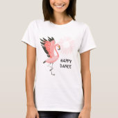 Fun Girly Dancing Pink Flamingo T-Shirt (Vorderseite)