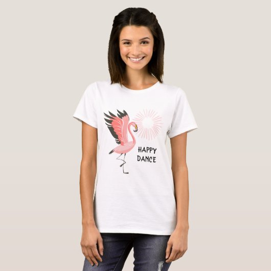 Fun Girly Dancing Pink Flamingo T-Shirt (Vorne ganz)