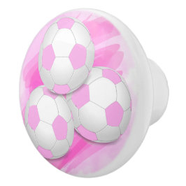 Fun Girly Drei pastellfarbene weiße Fußball-Bälle Keramikknauf