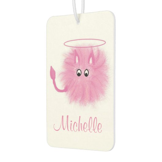 Fun Girly Pink Fluffy Niedlicher Cartoon Saint ode Autolufterfrischer (Links)