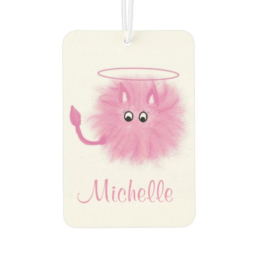 Fun Girly Pink Fluffy Niedlicher Cartoon Saint ode Autolufterfrischer (Rückseite)