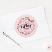 Fun Girly Pink Sprinkles Individuelle Name Donut P Runder Aufkleber (Umschlag)