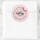 Fun Girly Pink Sprinkles Individuelle Name Donut P Runder Aufkleber (Tasche)