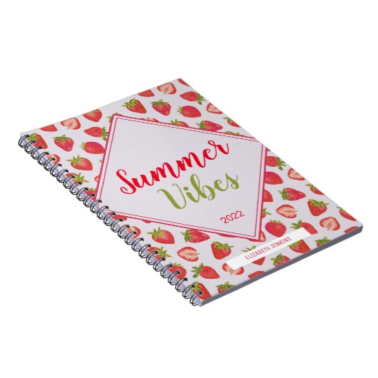 Fun Girly Pink Strawberry Summer Vibes Zitat Notizblock (Rechte Seite)