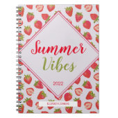 Fun Girly Pink Strawberry Summer Vibes Zitat Notizblock (Vorderseite)
