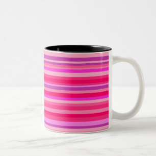 Fun, Girly Pink und Lila Streifen Muster Zweifarbige Tasse