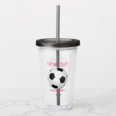 Fun Girly Soccer Ball Custom Pink Birthday Party Acryltrinkbecher (Vorderseite)