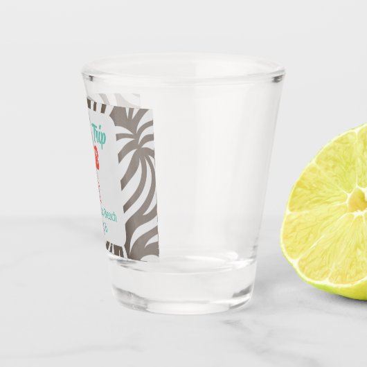 Fun Girly Tropical Flamingo & Foliage Vacation Schnapsglas (Rechts)