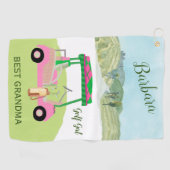 Fun Glam Golf Cart Bestes Grandma Personalisierter Golfhandtuch (Horizontal)