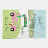 Fun Glam Golf Cart Landschaftlich Beste Mama Geschirrtuch (Horizontal)