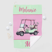 Fun Glam Golf Cart Monogram Name Golf Golfhandtuch (Insitu)