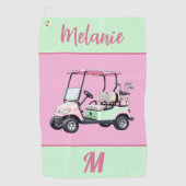 Fun Glam Golf Cart Monogram Name Golf Golfhandtuch (Vorderseite)