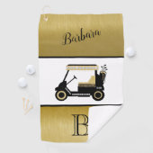 Fun Glam Golf Cart Monogram Name Golfhandtuch (Insitu)