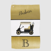 Fun Glam Golf Cart Monogram Name Golfhandtuch (Vorderseite)