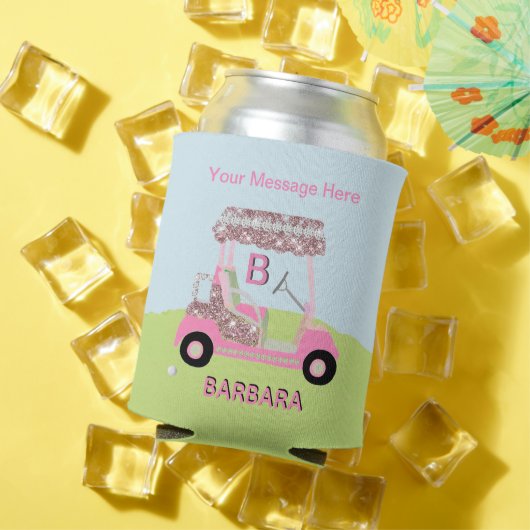 Fun Glam Golf Cart Nachricht Monogram Name Dosenkühler (In Situ Sommer)