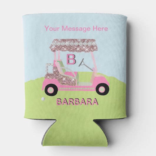 Fun Glam Golf Cart Nachricht Monogram Name Dosenkühler (Rückseite)