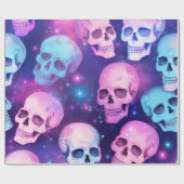 Fun Glam Skulls Halloween Muster Geschenkpapier (Flach)