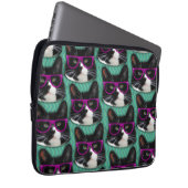 Fun Glasses Tuxedo Cat Epic Pattern Art Laptopschutzhülle (Vorne Rechts)