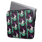 Fun Glasses Tuxedo Cat Epic Pattern Art Laptopschutzhülle (Vorderseite Links)