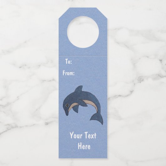 Fun Glittery Dark Blue White Jumping Dolphin Flaschenanhänger (Vorderseite)