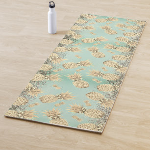 Fun Glittery Golden Pineapes Yogamatte