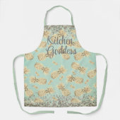 Fun Glittery Golden Pineapples Kitchen Goddess Schürze (Vorderseite)