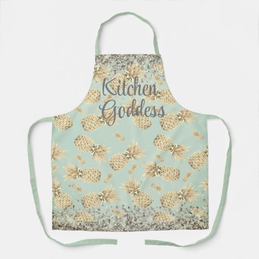 Fun Glittery Golden Pineapples Kitchen Goddess Schürze (Vorderseite)
