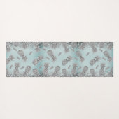 Fun Glittery Silver Pineapes Yogamatte (Rückseite (Horizontal))