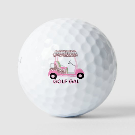 Fun Glitz Glam Rose Gold Diamant Cart Golf Golfball (Vorderseite)