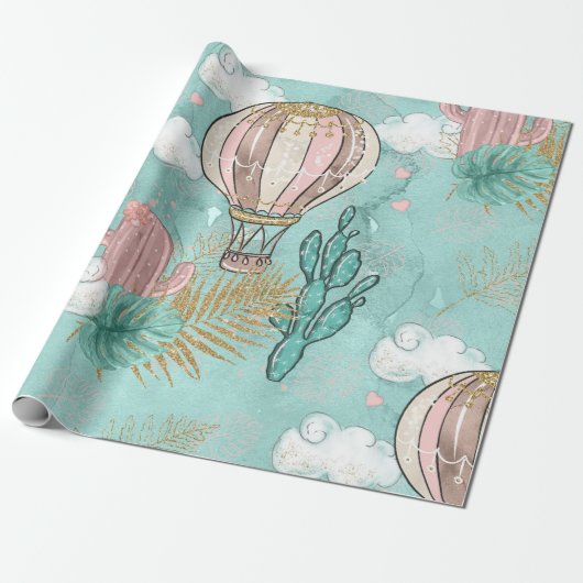 Fun Glitzer Desert Llama Geschenkpapier (Ungerollt)