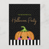 Fun Glitzer Pumpkin Halloween-Party Einladung Postkarte (Vorderseite)