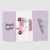 Fun Glitzy Golf Cart Monogram Name Golfhandtuch (Horizontal)