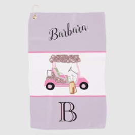 Fun Glitzy Golf Cart Monogram Name Golfhandtuch