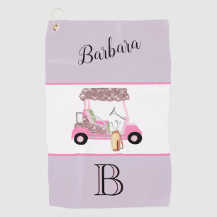Fun Glitzy Golf Cart Monogram Name Golfhandtuch