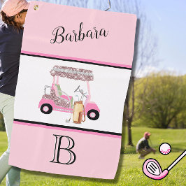 Fun Glitzy Golf Cart Monogram Name Golfhandtuch